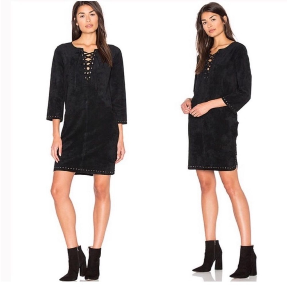 Velvet by Graham and Spencer faux suede dress black size S